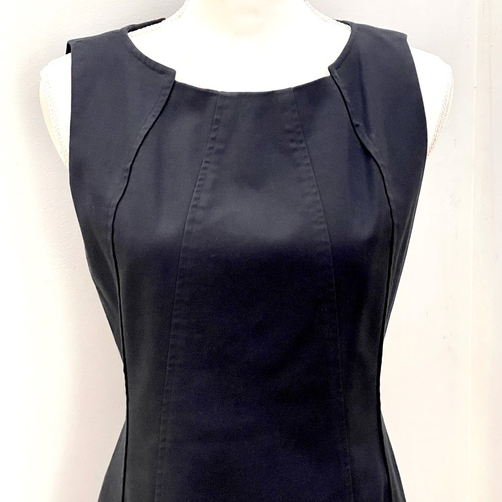 Tahari Fitted Navy Cotton Blend Sheath Dress, sz 6 - Picture 2 of 8